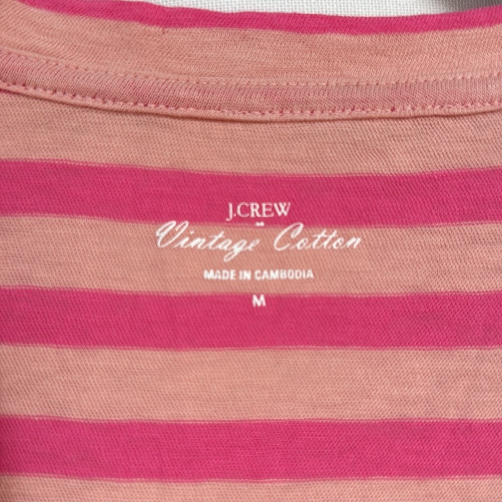 J Crew cotton pink striped V-neck cotton t-shirt - Size M - Picture 2 of 4